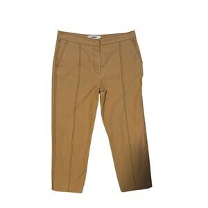 MSGM Designer Tan Straight Leg Cotton Pants Size 44 (US 10) Made in Italy